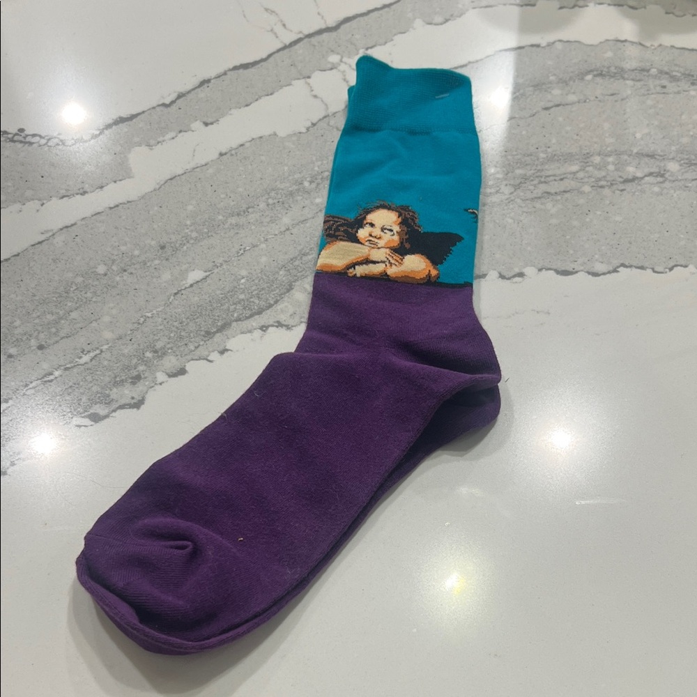 Purple and‎ Blue Angel Print Men's Sock